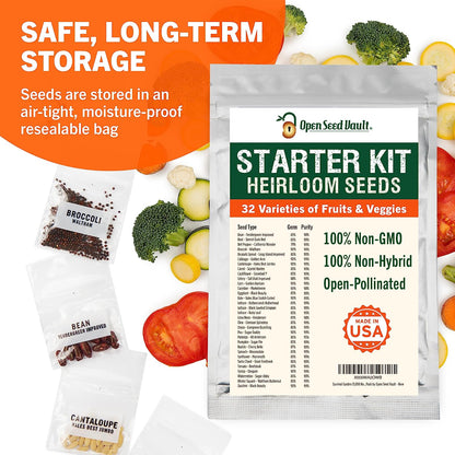 Vegetable & Fruit Seeds, 32 Packs, Non-Gmo, 15,000+ Seeds